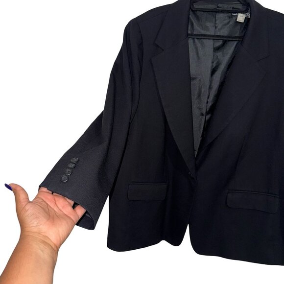 Pendleton Plus Women's Black One Button Blazer 100% Virgin Wool Sz 24W - Picture 2 of 10